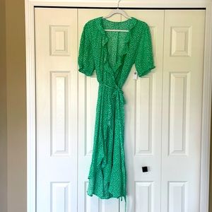 Old Navy Ruffled Tie-Belt Midi Wrap Dress NWT